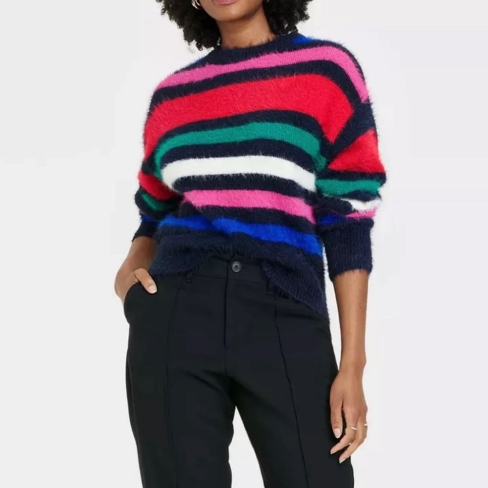 Striped eyelash sweater